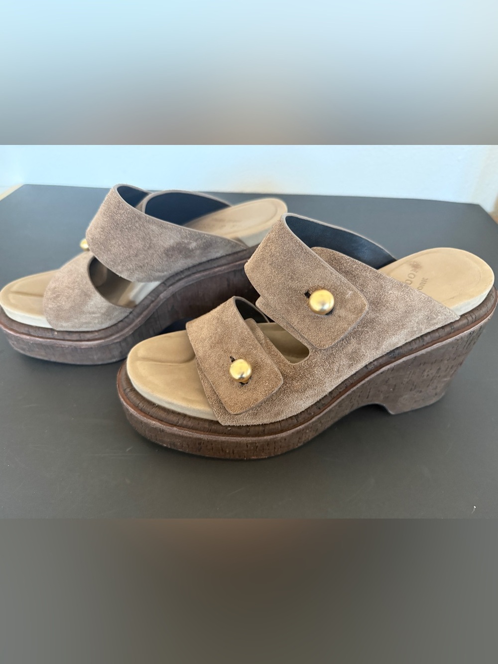 Rag & Bone Sommer Wedge Sandals Taupe Suede Platform EU 37 - Picture 4 of 13